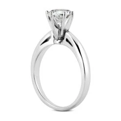 Solitaire Round Diamond Engagement Ring 0.40ct 2.7mm 14K White Gold -Borcely Jewelry Sales 14k gold solitaire engagement ring 040ct p 25057 back white 20220426