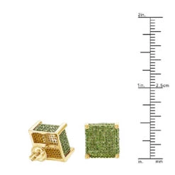 14K Yellow Gold Square Green Diamond Stud Earrings 1.3ct By Luxurman -Borcely Jewelry Sales 14k gold square green diamond stud earrings 13ct by luxurman rulerye