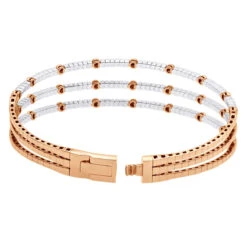 1.5 Carat Flexible Diamond Bangle Bracelet For Women Solid 14K Rose Gold 3 Row 14 1.5 Carat Flexible Diamond Bangle Bracelet For Women Solid 14K Rose Gold 3 Row -Borcely Jewelry Sales 14k gold unique 3 row flexible diamond bangle bracelet for ladies 15 carat 018338 back rose