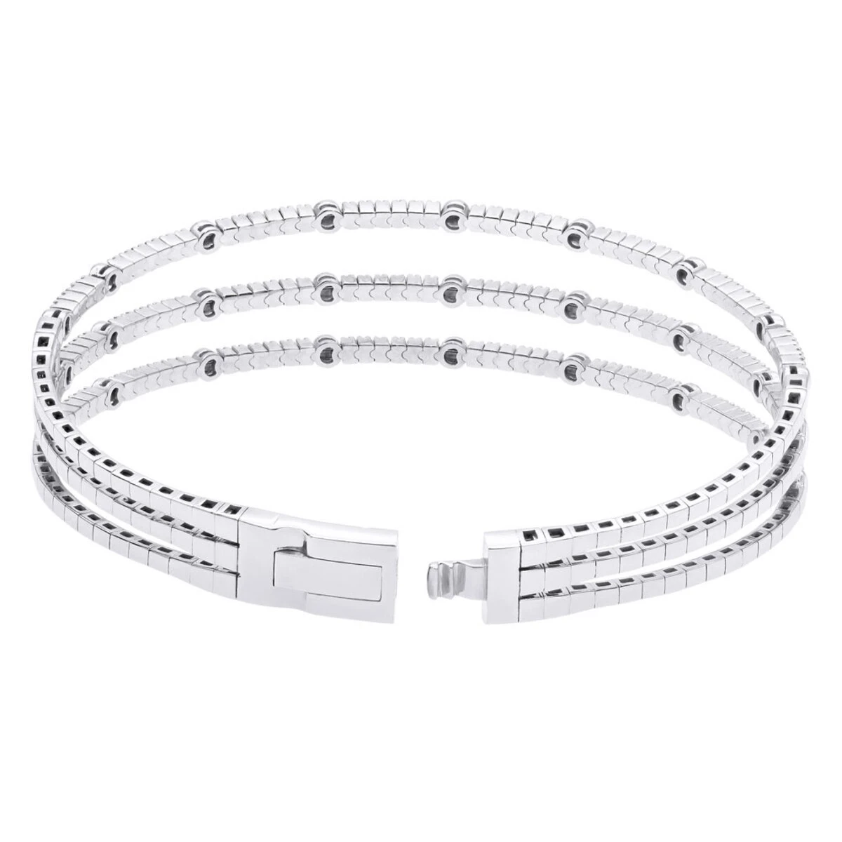 1.5 Carat Flexible Diamond Bangle Bracelet For Women Solid 14K Rose Gold 3 Row 4 1.5 Carat Flexible Diamond Bangle Bracelet For Women Solid 14K Rose Gold 3 Row - Image 4