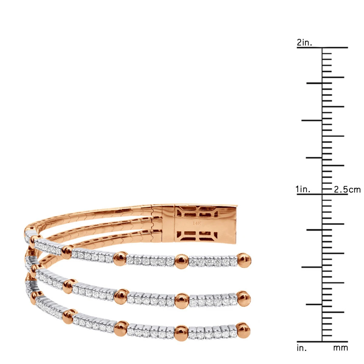 1.5 Carat Flexible Diamond Bangle Bracelet For Women Solid 14K Rose Gold 3 Row 8 1.5 Carat Flexible Diamond Bangle Bracelet For Women Solid 14K Rose Gold 3 Row - Image 8