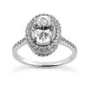 14K White Gold Unique Oval Halo Diamond Engagement Ring 0.97ct