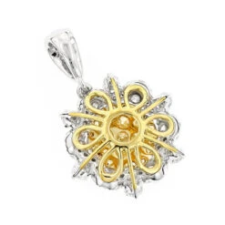 14K White Gold White And Yellow Diamond Ladies Flower Pendant 2.3ct -Borcely Jewelry Sales 14k gold white and yellow diamond ladies flower pendant 23ct backwh