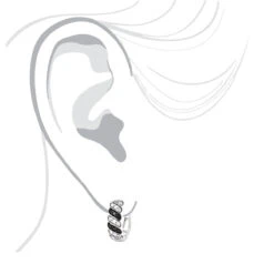 14K White Gold White Black Diamond Hoop Huggie Earrings .65ct -Borcely Jewelry Sales 14k gold white black diamond hoop huggie earrings 65ct p 6492 bodwh