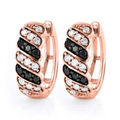 14K White Gold White Black Diamond Hoop Huggie Earrings .65ct -Borcely Jewelry Sales 14k gold white black diamond hoop huggie earrings 65ct p 6492 ro