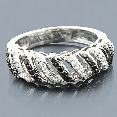 14K White Gold White Black Diamond Ring 0.32ct 1 14K White Gold White Black Diamond Ring 0.32ct