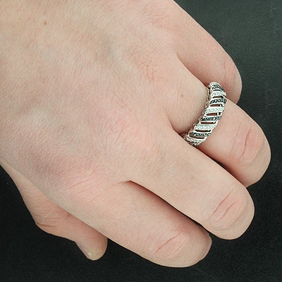 14K White Gold White Black Diamond Ring 0.32ct 3 14K White Gold White Black Diamond Ring 0.32ct - Image 3