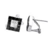 14K White Gold White Black Diamonds Stud Earrings 1.45ct