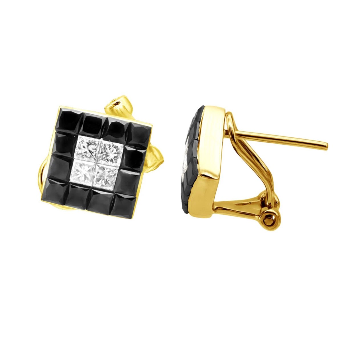 14K White Gold White Black Diamonds Stud Earrings 1.45ct 2 14K White Gold White Black Diamonds Stud Earrings 1.45ct - Image 2