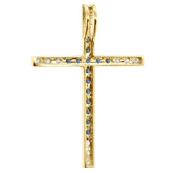 14K White Gold White Blue Diamond Cross Pendant 0.86ct -Borcely Jewelry Sales 14k gold white blue diamond cross pendant 086ct p 6607 back yellow