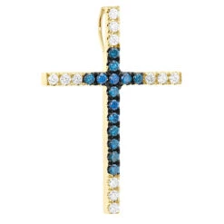 14K White Gold White Blue Diamond Cross Pendant 0.86ct -Borcely Jewelry Sales 14k gold white blue diamond cross pendant 086ct p 6607 yellow