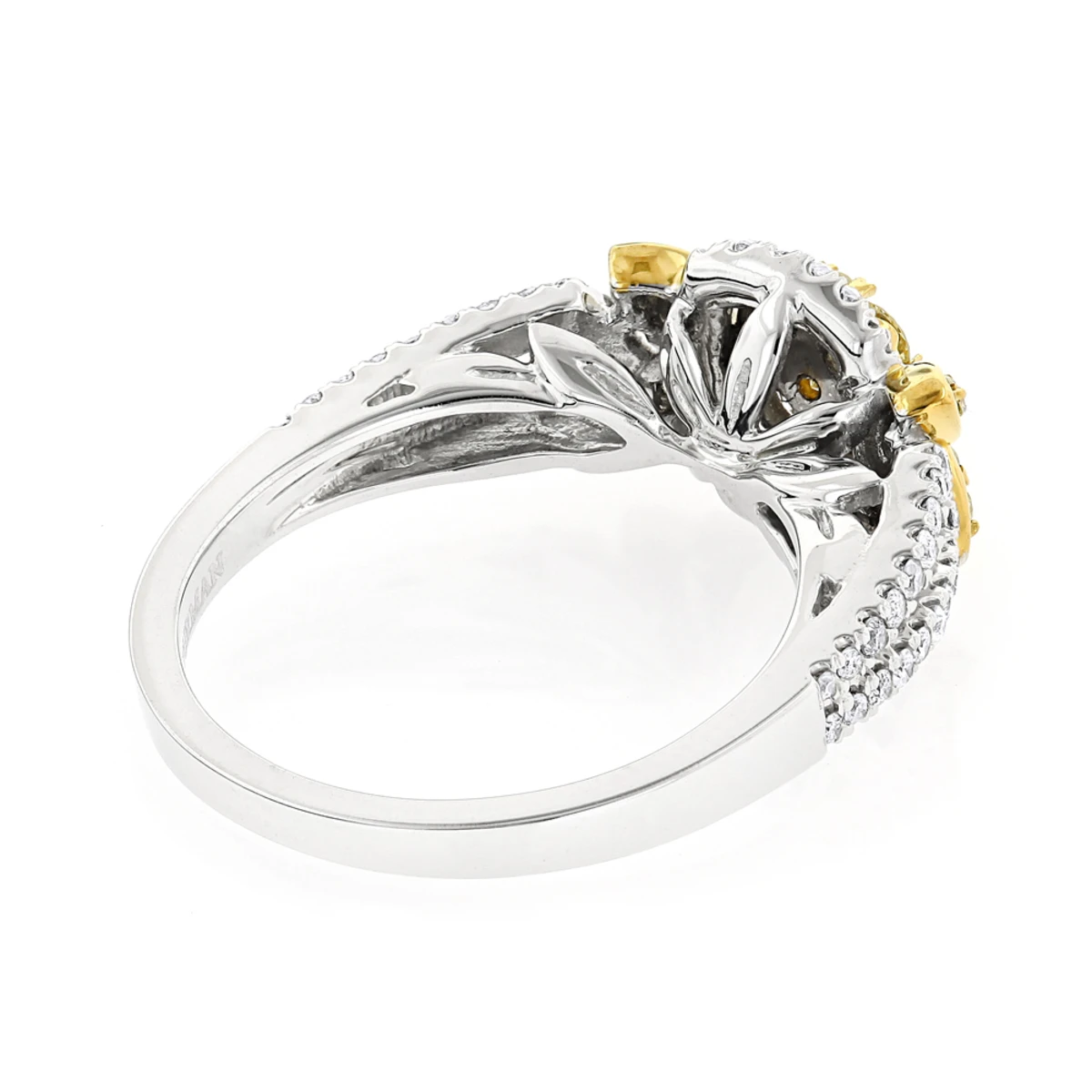 14K White Gold White Yellow Diamond Engagement Ring 0.95ct By Luxurman 4 14K White Gold White Yellow Diamond Engagement Ring 0.95ct By Luxurman - Image 4