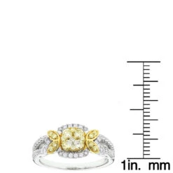 14K White Gold White Yellow Diamond Engagement Ring 0.95ct By Luxurman 11 14K White Gold White Yellow Diamond Engagement Ring 0.95ct By Luxurman -Borcely Jewelry Sales 14k gold white yellow diamond engagement ring 095ct luxurman ladies rings rulerwh