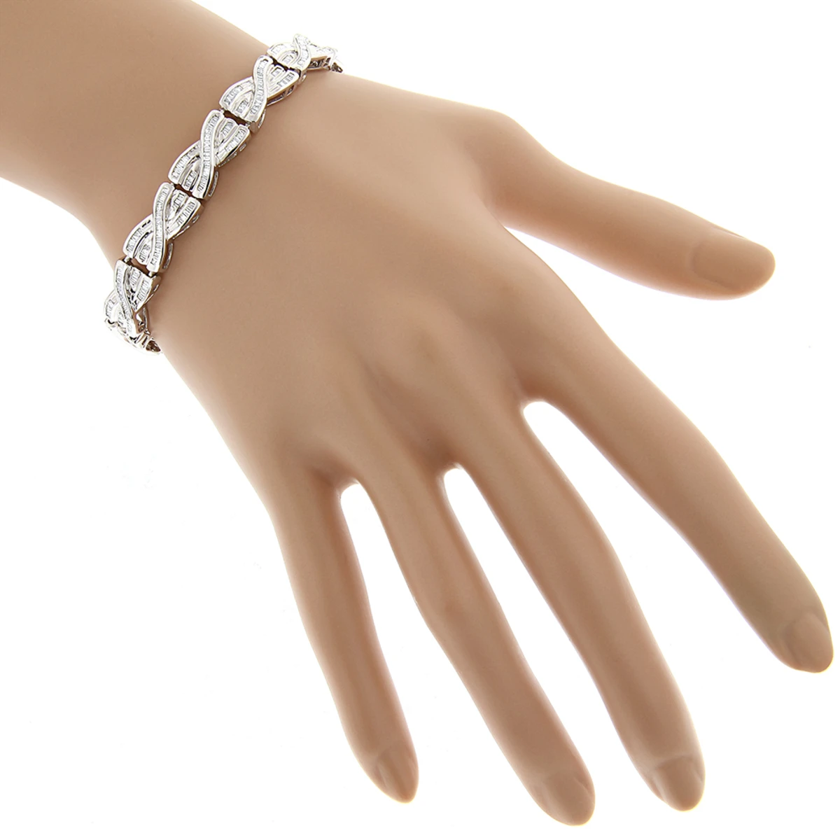 14K Yellow Gold Women's Baguette Diamond Bracelet 4 Ct 5 14K Yellow Gold Women's Baguette Diamond Bracelet 4 Ct - Image 5