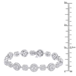 14K White Gold Women's Diamond Bracelet 6 Carat Pave Diamonds By Luxurman -Borcely Jewelry Sales 14k gold womens diamond bracelet 6 carat pave diamonds by luxurman rulerwh