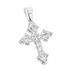 14K White Gold Women's Diamond Cross Pendant 2.12ct -Borcely Jewelry Sales 14k gold womens diamond cross pendant 212ct p 6572 backwh