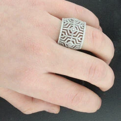 14K White Gold Women's Pave Diamond Ring 1.35ct -Borcely Jewelry Sales 14k gold womens pave diamond ring 135ct p 38722bod