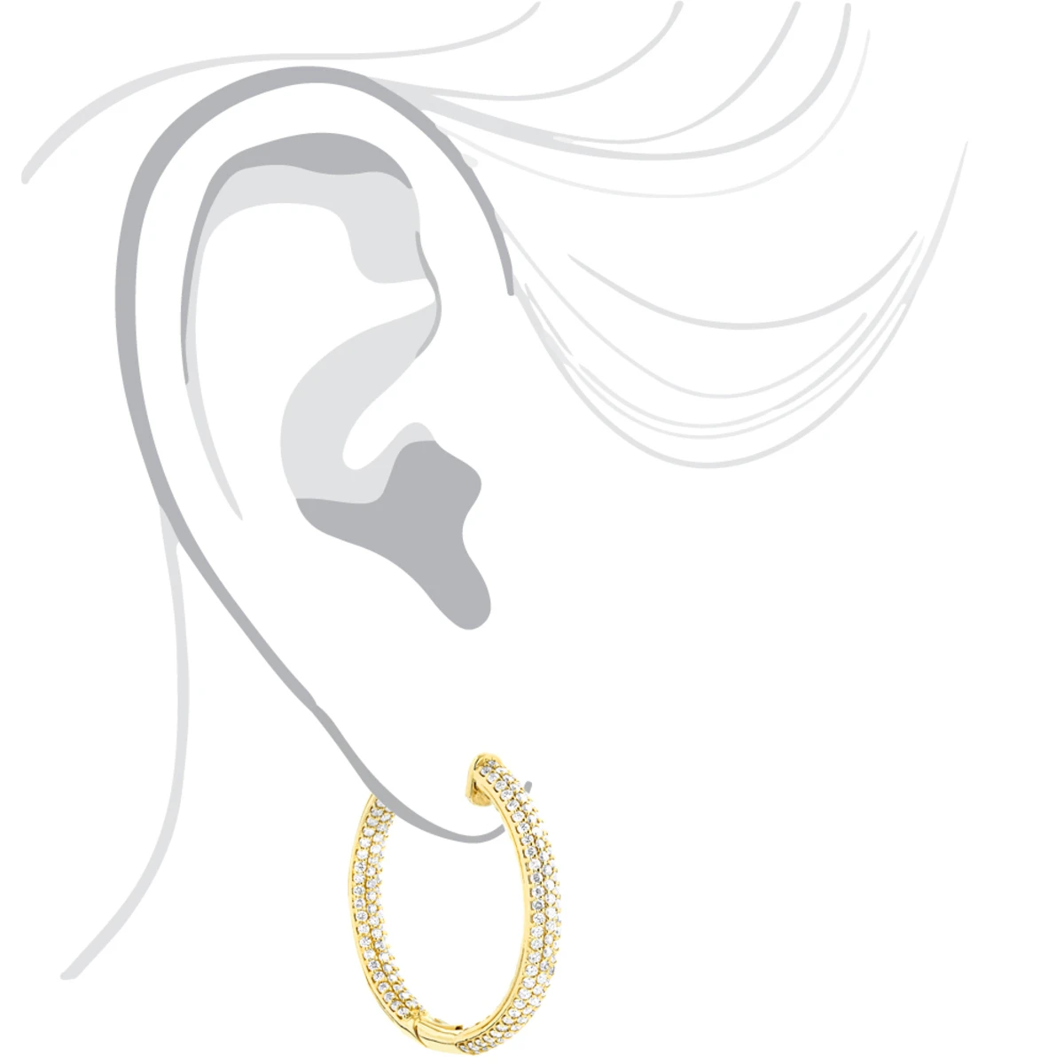 14K Rose Gold Large Inside Out Diamond Hoop Earrings 6ct 5 14K Rose Gold Large Inside Out Diamond Hoop Earrings 6ct - Image 5