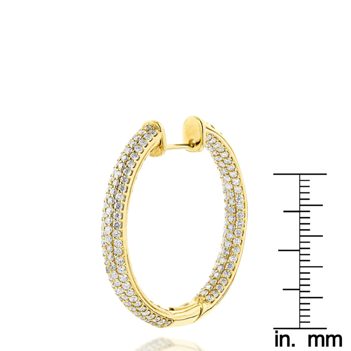 14K Rose Gold Large Inside Out Diamond Hoop Earrings 6ct 6 14K Rose Gold Large Inside Out Diamond Hoop Earrings 6ct - Image 6