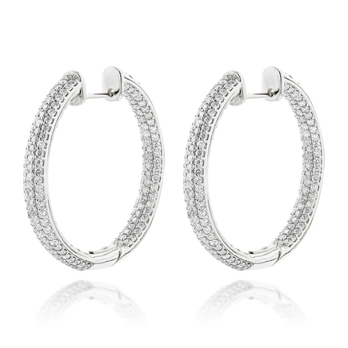 14K Rose Gold Large Inside Out Diamond Hoop Earrings 6ct 2 14K Rose Gold Large Inside Out Diamond Hoop Earrings 6ct - Image 2