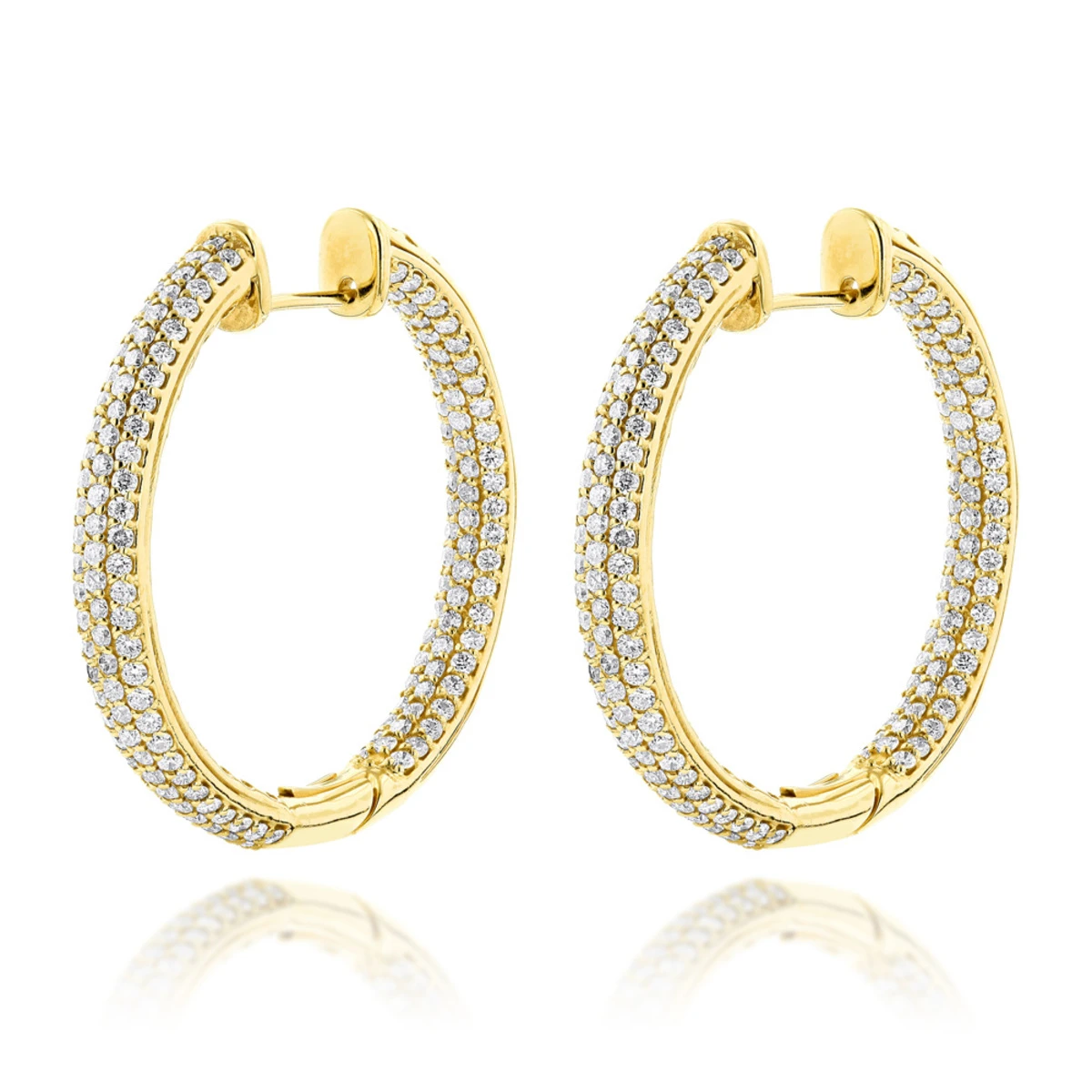 14K Rose Gold Large Inside Out Diamond Hoop Earrings 6ct 3 14K Rose Gold Large Inside Out Diamond Hoop Earrings 6ct - Image 3