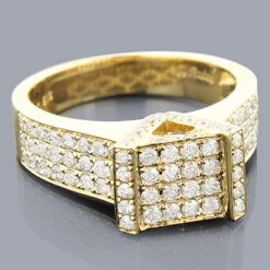 14K Yellow Gold Pave Diamond Engagement Ring 1.39ct 1/4 In (7mm)