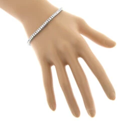 14K White Gold Princess Cut Diamond Tennis Bracelet For Women 4.83ct -Borcely Jewelry Sales 14k princess cut diamond tennis bracelet 483ct p 22518 bodwh