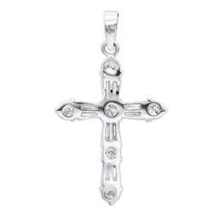 14K White Gold Round Diamond Cross Pendant 1.85ct -Borcely Jewelry Sales 14k round diamond cross pendant 185ct p 35135 backwh