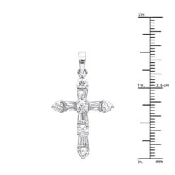 14K White Gold Round Diamond Cross Pendant 1.85ct -Borcely Jewelry Sales 14k round diamond cross pendant 185ct p 35135 rulerwh