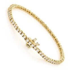 14K Yellow Gold Round Diamond Tennis Bracelet 2.2ct -Borcely Jewelry Sales 14k round diamond tennis bracelet 220ct p 22424 backye