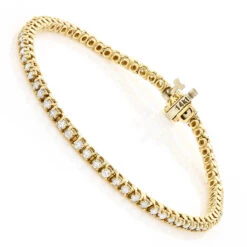 14K Yellow Gold Round Diamond Tennis Bracelet 2.2ct