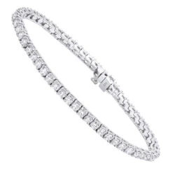 14K White Gold Round Diamond Tennis Bracelet For Women 5 Carats