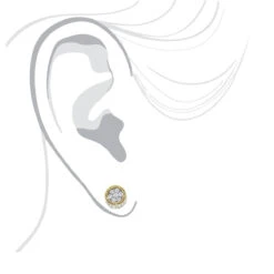 Solid 14K Yellow Gold 2 Carat Look Diamond Stud Earrings 0.5ct Clusters Luxurman -Borcely Jewelry Sales 14k solid gold 2 carat look diamond stud earrings 075ct clusters luxurman bodye