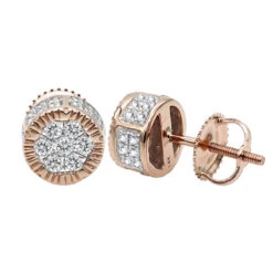 Solid 14K Yellow Gold 2 Carat Look Diamond Stud Earrings 0.5ct Clusters Luxurman -Borcely Jewelry Sales 14k solid gold 2 carat look diamond stud earrings 075ct clusters luxurman ro