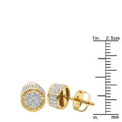 Solid 14K Yellow Gold 2 Carat Look Diamond Stud Earrings 0.5ct Clusters Luxurman -Borcely Jewelry Sales 14k solid gold 2 carat look diamond stud earrings 075ct clusters luxurman rulerye