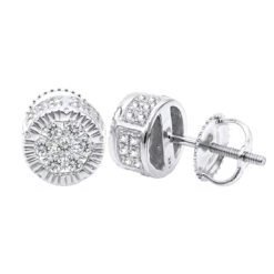 Solid 14K Yellow Gold 2 Carat Look Diamond Stud Earrings 0.5ct Clusters Luxurman -Borcely Jewelry Sales 14k solid gold 2 carat look diamond stud earrings 075ct clusters luxurman wh