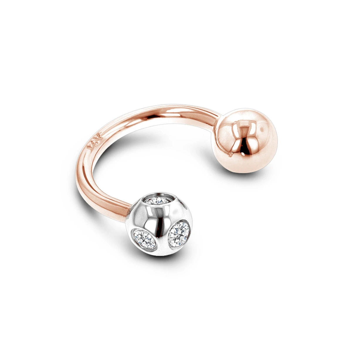 Designer Solid 14K Yellow Gold Circular Barbells Belly Button Piercing With Real Diamonds 0.15ct 3 Designer Solid 14K Yellow Gold Circular Barbells Belly Button Piercing With Real Diamonds 0.15ct - Image 3