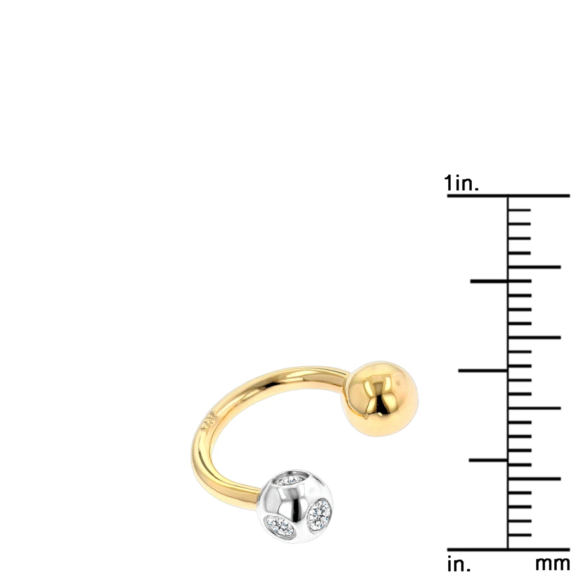 Designer Solid 14K Yellow Gold Circular Barbells Belly Button Piercing With Real Diamonds 0.15ct 4 Designer Solid 14K Yellow Gold Circular Barbells Belly Button Piercing With Real Diamonds 0.15ct - Image 4