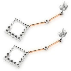 Two Tone 14K Rose Gold Journey Diamond Earrings 1 Carat -Borcely Jewelry Sales 14k two tone gold journey diamond earrings 1 carat p 154 backro