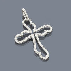 14K White Gold Unique Diamond Cross Pendant 0.32ct