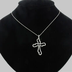 14K White Gold Unique Diamond Cross Pendant 0.32ct -Borcely Jewelry Sales 14k unique diamond cross pendant 032ct p 41782bod
