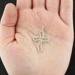 14K White Gold Unique Diamond Cross Pendant 0.32ct -Borcely Jewelry Sales 14k unique diamond cross pendant 032ct p 41782box