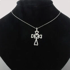 14K White Gold Unique Diamond Cross Pendant 0.34ct -Borcely Jewelry Sales 14k unique diamond cross pendant 034ct p 41784bod