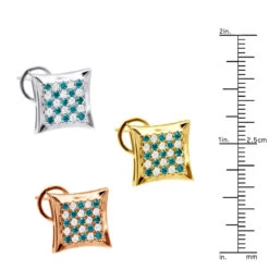 Unique 14K White Gold White Blue Diamond Earrings Square Studs 1.60ct -Borcely Jewelry Sales 14k white blue diamond earrings 160ct p 7220 ruler white