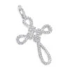 Small 14K White Gold Cross Pendant For Women With Diamonds 0.2ct