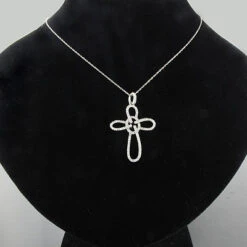 14K White Gold Cross Pendant 0.34ct -Borcely Jewelry Sales 14k white gold cross pendant 034ct p 41776bod