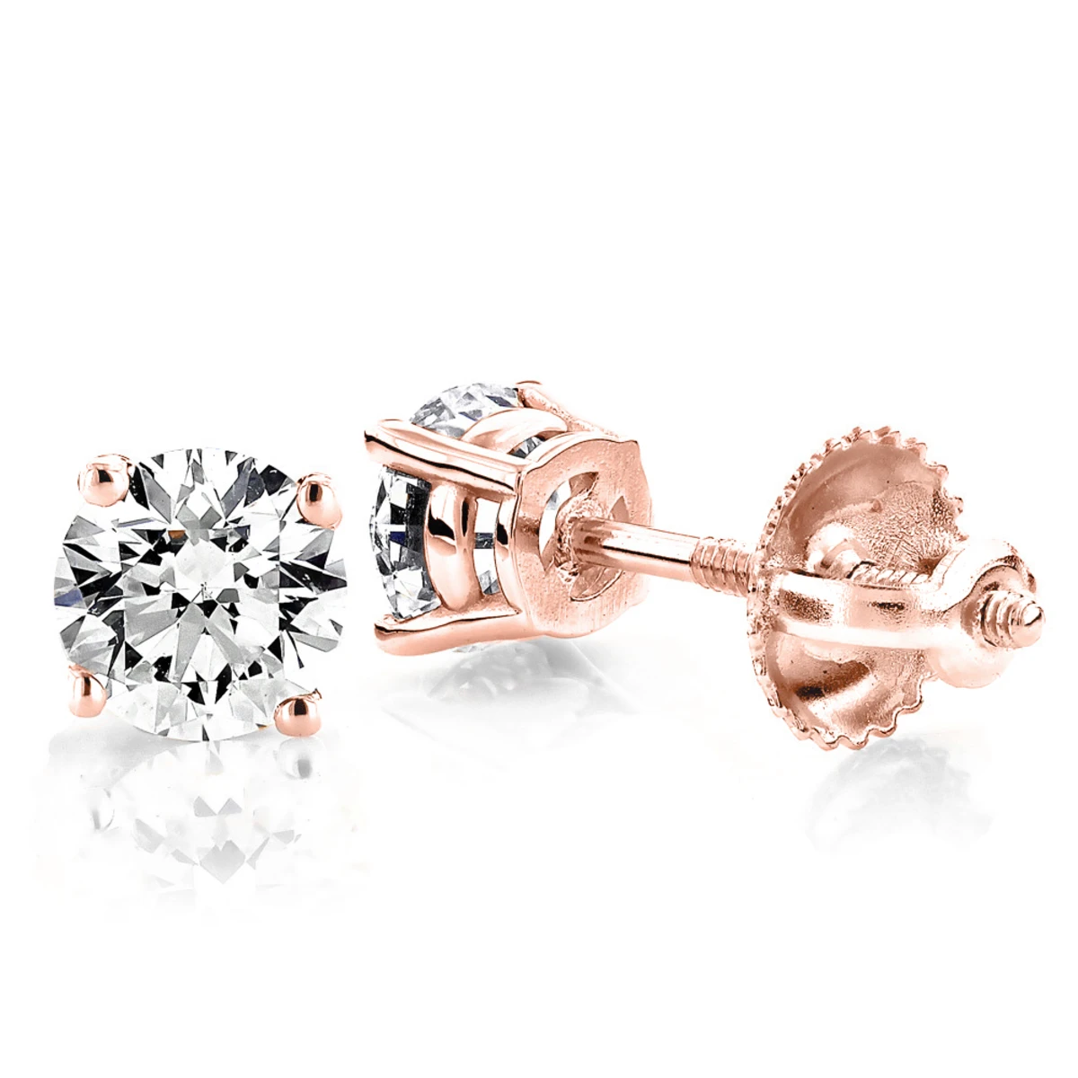 14K White Gold Diamond Stud Earrings Round Cut 1.50ct 3 14K White Gold Diamond Stud Earrings Round Cut 1.50ct - Image 3