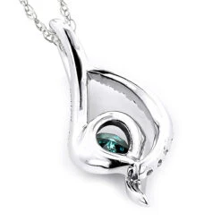 14K White Gold Ladies Blue Diamond Necklace 0.35ct La Minor -Borcely Jewelry Sales 14k white gold ladies blue diamond necklace 035ct la minor 2