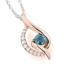 14K White Gold Ladies Blue Diamond Necklace 0.35ct La Minor -Borcely Jewelry Sales 14k white gold ladies blue diamond necklace 035ct la minor ro