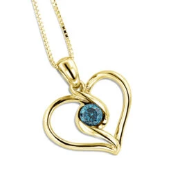 14K White Gold Single Blue Diamond Heart Necklace For Women Pendant -Borcely Jewelry Sales 14k white gold single blue diamond heart necklace for women pendant ye